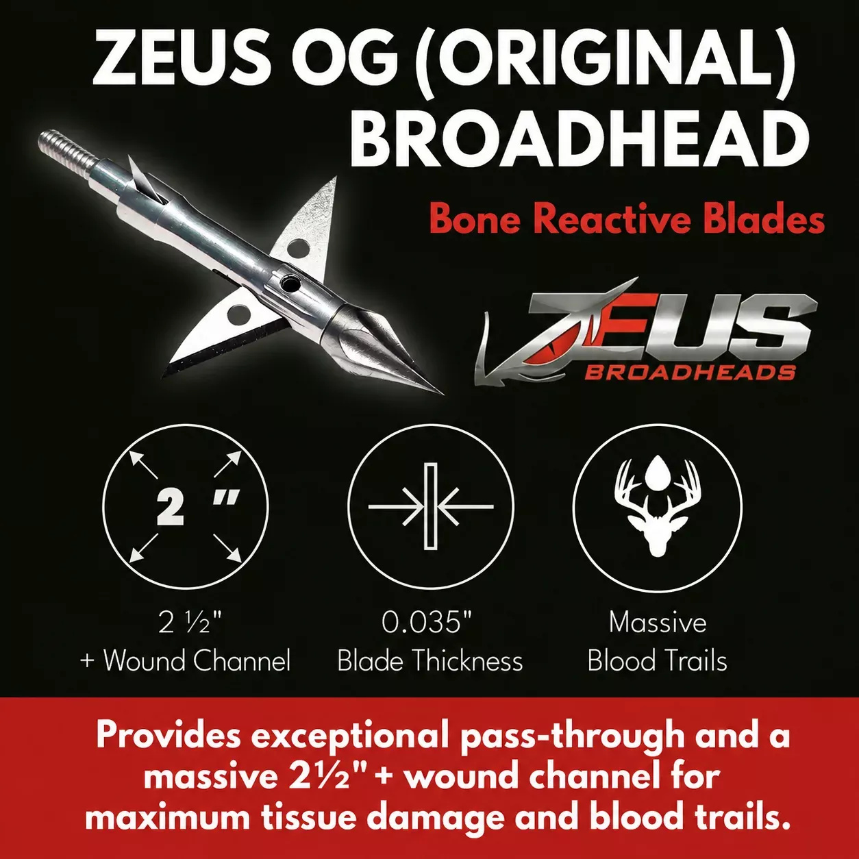 ZEUS BROADHEADS OG (4 PACK)-COMES WITH BOTH 100/125 GR TIPS