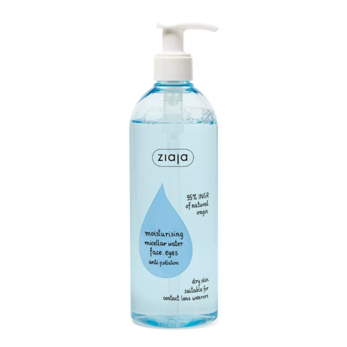 Ziaja Micellar Cleansing Water for Dry Skin - Gentle Makeup Remover, Vegan & Natural - 390ml